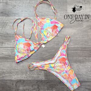 ZLK Floral Triangle Cheeky Bikini Swimsuit Size M